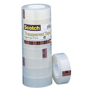 Scotch® Klebeband Transparent 550, Polypropylenfolie, Bandgröße 33 m x 19 mm, 8 Rollen