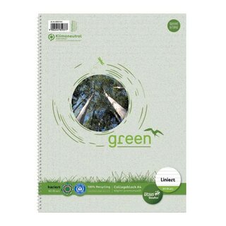 Ursus Green Collegeblock - A4, 80 Blatt, 60g/qm, 9 mm, liniert
