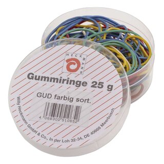 Wihedü Gummiringe - farbig sortiert, Dose mit 25g