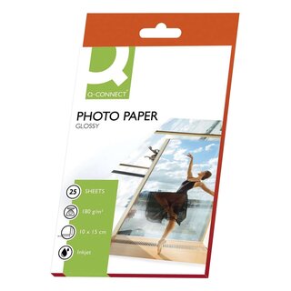 Q-Connect Inkjet-Photopapiere - 10x15 cm, hochglänzend, 180 g/qm, 25 Blatt