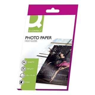 Q-Connect Inkjet-Photopapiere - 10x15 cm, hochglänzend, 260 g/qm, 25 Blatt