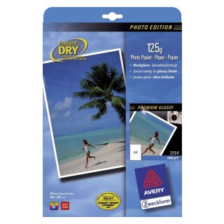 Avery Zweckform® 2554 Classic Inkjet Fotopapier - DIN A4, glänzend, 125 g/qm, 20 Blatt