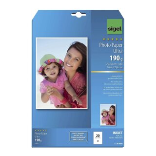 Sigel® Inkjet Fotopapier Ultra - A4, seidenmatt, 190 g/qm, 20 Blatt