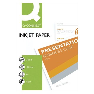 Q-Connect Inkjet-Papiere Premium - einseitig beschichtet, A4, 100 g/qm, weiß, 200 Blatt