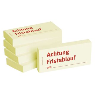 Haftnotizen "Achtung Fristablauf am" - 75 x 35 mm, 5x 100 Blatt