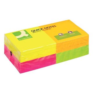 Q-Connect Haftnotizen Quick Notes - Brilliantfarben, 75 x 75 mm
