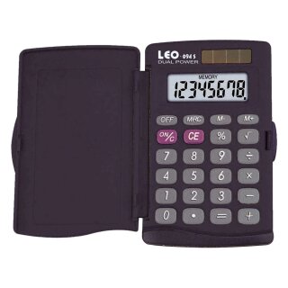 LEO® Solar-Taschenrechner 094S, schwarz, 8-stellig, Hard-Cover