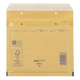 Arofol ® Luftpolstertaschen CD, 180x165 mm, goldgelb/braun, 100 Stück