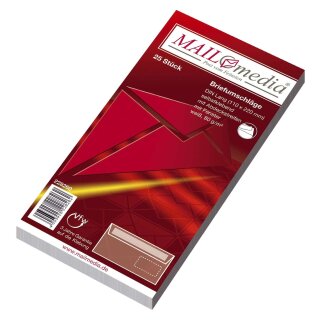MAILmedia® Briefumschläge DIN lang (220x110 mm), mit Fenster, haftklebend, 80 g/qm, 25 Stück