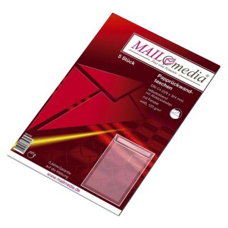 MAILmedia® Papprückwandtaschen C4, mit Fenster, 120 g/qm, weiß, 5 Stück