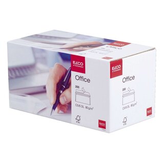Elco Briefumschlag Office in Shop Box - C5/6 DL, hochweiß, haftklebend, ohne Fenster, 80 g/qm, 200 Stück