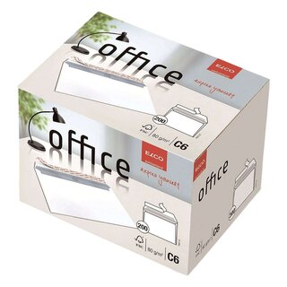 Elco Briefumschlag Office in Shop Box - C6, hochweiß, haftklebend, ohne Fenster, 80 g/qm, 200 Stück