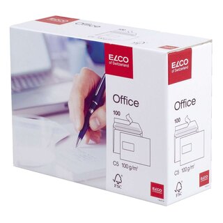Elco Briefumschlag Office in Shop Box - C5, hochweiß, haftklebend, mit Fenster, 100 g/qm , 100 Stück