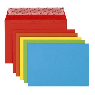 Elco Briefumschlag Color - C6, Kleinpackung 20 Stück, 5 Farben sortiert, haftklebend