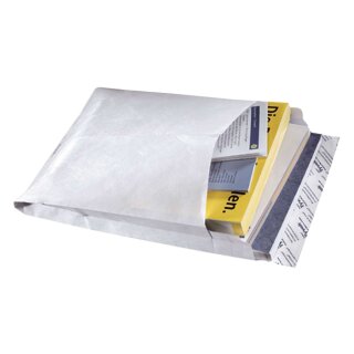 Tyvek® Faltentaschen aus Tyvek® B4, mit 38 mm-Falte, Spitzboden, 55 g/qm, weiß, 100 Stück