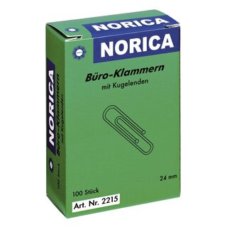 NORICA Büroklammern mit Kugelenden - 24 mm glatt, verzinkt, 100 Stück