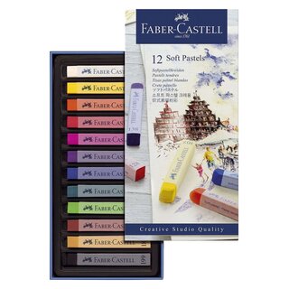 Faber-Castell Creative Studio Softpastellkreide - 12 Farben sortiert im Kartonetui