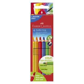 Faber-Castell Buntstift Jumbo GRIP - 6 Farben sortiert, Kartonetui