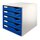 Leitz 5280 Schubladenset Post-Set - A4/C4, 5 halboffene Schubladen, lichtgrau/blau