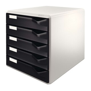 Leitz 5280 Schubladenset Post-Set - A4/C4, 5 halboffene Schubladen, lichtgrau/schwarz