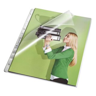 Leitz 4780 Prospekthüllen, oben und Lochseite offen - mit Papiereinlage, genarbt 0,13 mm, A4