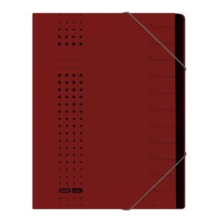 Elba Ordnungsmappe chic, Karton (RC), 450 g/qm, A4, 12 Fächer, bordeaux