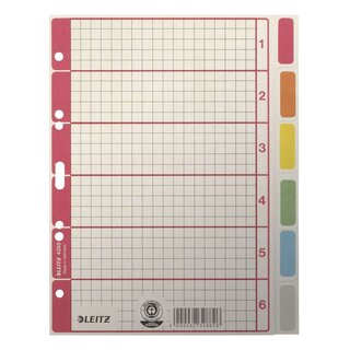 Leitz 4355 Register - blanko, Karton, farbig bedruckt, A5, 6 Blatt
