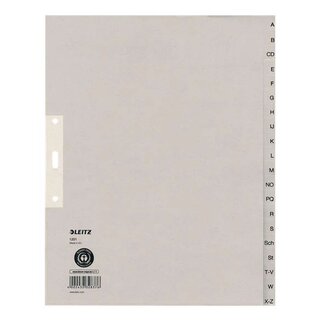 Leitz 1201 Register - A - Z, Papier, A4 Überbreite, 20 Blatt, grau
