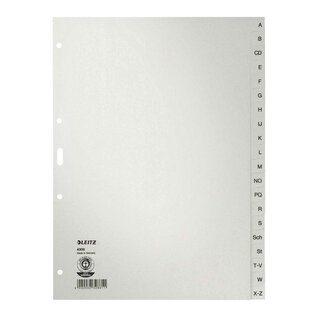 Leitz 4300 Register - A - Z, Papier, A4, 30 cm hoch, 20 Blatt, grau