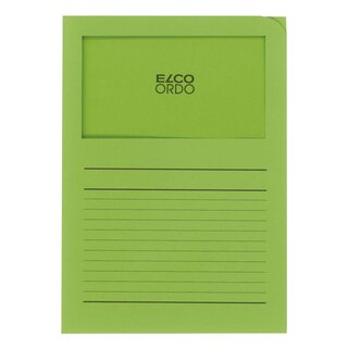 Elco Sichtmappen Ordo classico - mit Sichtfenster und Linien, intensiv grün, 100 Stück