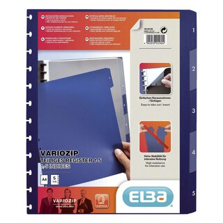 Elba Ringmappen-Register image vario-zipp, PP, transluzent/dunkelblau, A4, 5 Blatt