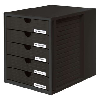HAN Schubladenbox SYSTEMBOX - A4/C4, 5 geschlossene Schubladen, schwarz