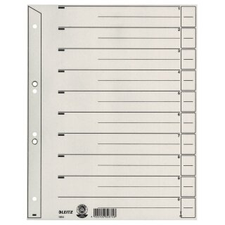 Leitz 1654 Trennblätter - Lochung geöst, Überbreite, A4, grau, 100 Stück