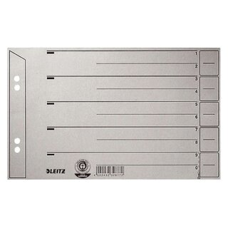 Leitz 1656 Trennblätter - Lochung hinterklebt, Überbreite, A5 quer, grau, 100 Stück
