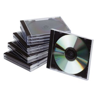 Q-Connect CD-Boxen Standard - Hardbox für 1 CD/DVD, transparent/schwarz, Packung mit 10 Stück