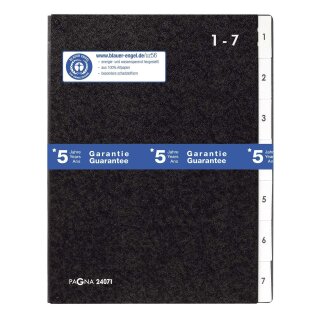 Pagna® Pultordner Hartpappe - 1 -  7, 7 Fächer, schwarz
