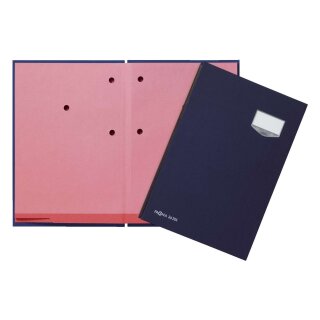 Pagna® Unterschriftsmappen DE LUXE - Leinen-Einband, mit 20 Fächern, blau