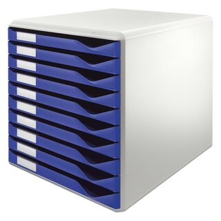 Leitz 5281 Schubladenset Formular-Set - A4/C4, 10 geschlossene Schubladen, lichtgrau/blau