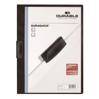 Durable Klemm-Mappe DURAQUICK®, Weich-/Hartfolie, 20 Blatt, transparent/schwarz