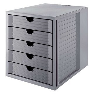 HAN Schubladenbox SYSTEMBOX KARMA - A4/C4, 5 geschlossene Schubladen, öko-grau
