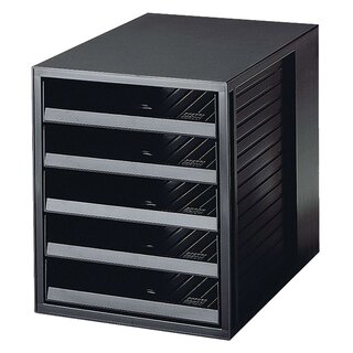 HAN Schubladenbox SCHRANK-SET KARMA - A4/C4, 5 offene Schubladen, öko-schwarz