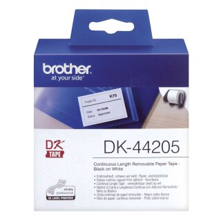 Brother® DK-Endlosetiketten Papier-Etiketten 62 mm x 30,48 m, ablösbar weiß