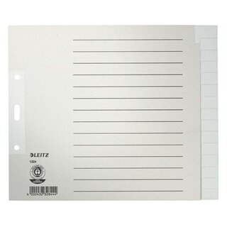 Leitz 1224 Register - Tauenpapier, blanko, A4 Überbreite, 20 cm hoch, 15 Blatt, grau
