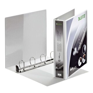 Leitz 4203 Ringbuch SoftClick, A4, mit Taschen, 4 Ringe, 40 mm, weiß