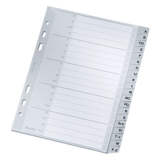 Leitz 1265 Register - A - Z, PP, A5 Überbreite, 165 x 210 mm, 20 Blatt, grau