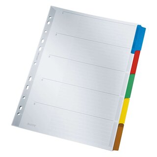 Leitz 4320 Register - blanko, Karton, A4, 5 Blatt, Taben 5-farbig