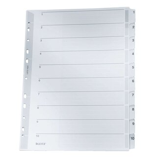 Leitz 4324 Zahlenregister - 1-10, A4, Karton, 10 Blatt, grau