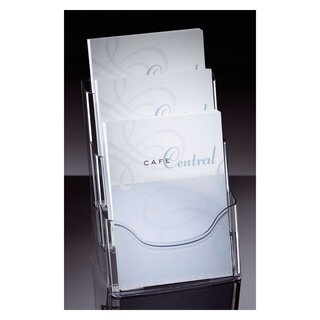 Sigel® Tisch-Prospekthalter acrylic, mit 3 Fächern, glasklar, für A4