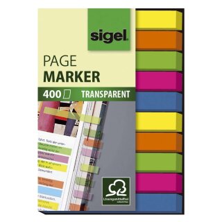 Sigel® Haftmarker Folie - 50 x 6 mm, 5 Farben, 400 Streifen