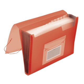 Q-Connect Fächermappen mit 13 Taschen - transluzente Farben: rot